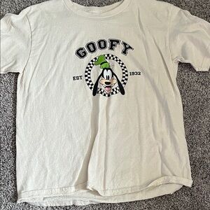 Disney White Short Sleeve Tee with Goofy Graphic